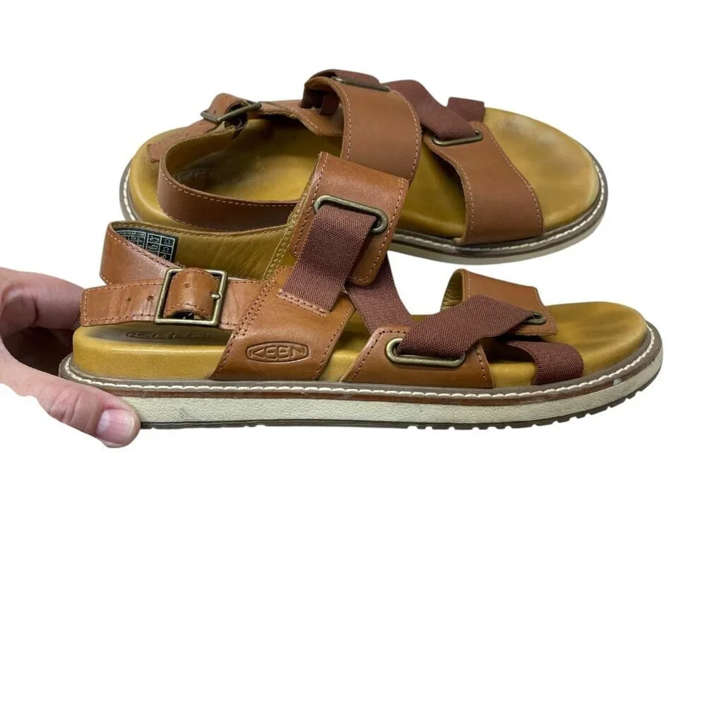 KEEN Women's Lana Z Strap Open Toe Leather Sandal US Size 9 Camel Brown